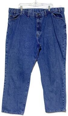 Men's Full Blue Denim Jeans 46x30 100% Cotton Medium Wash